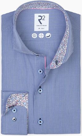 R2 Mens R2 LONG SLEEVED SHIRT BLUE CHECK - Size: 46/48
