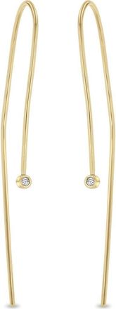 Zoë Chicco Bezel Set Diamond Threader Earrings in 14K Yellow Gold at Nordstrom
