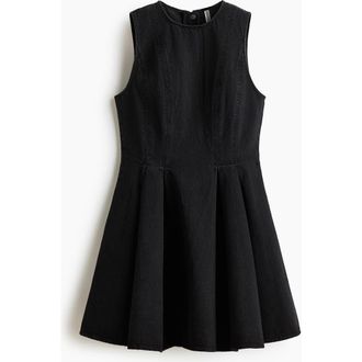 H&M Flared-skirt Denim Dress in Washed Black at Nordstrom, Size Xx-Small