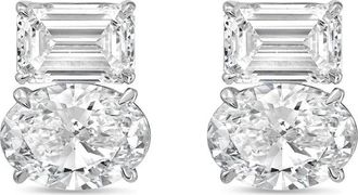 Diana M. Jewels 14kt white gold 6.00 cts emerald and oval diamond earrings