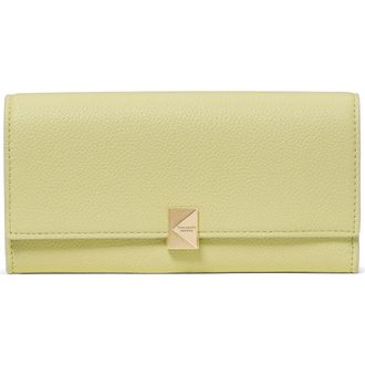 Kate Spade New York deco large pebbled leather flat wallet in Pale Citron at Nordstrom