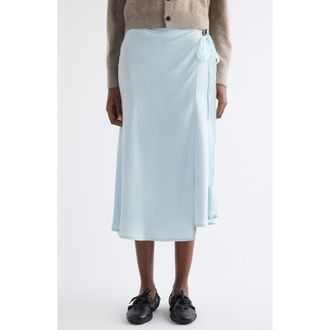 Acne Studios Igona Silk Satin Wrap Skirt in Light Blue at Nordstrom, Size 10 Us