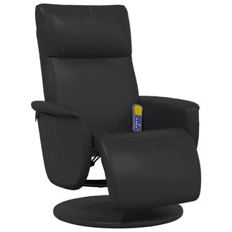 vidaXL Sill&oacute;n Reclinable Masaje Con Reposapi&eacute;s Cuero Sint&eacute;tico Negro Vidaxl