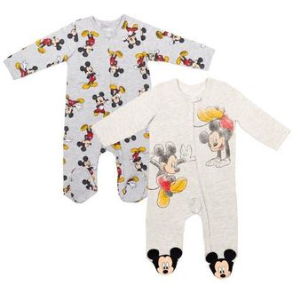 Disney Winnie the Pooh Baby Boys 2-Pack Footed One-Piece Sleep N Play in Oatmeal Grey Mickey at Nordstrom, Size Newborn