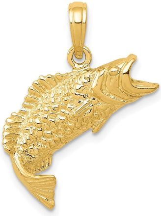 Diamond2Deal 10k Yellow Gold Gold Polished & Textured Bass Fish Pendant