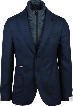 Paoloni Tailored Wool Jacket With Removable Lapel And Polished Finish