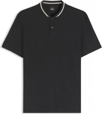 HUGO BOSS Button T-Shirt - Heren - Polos - Zwart - M - Katoen - Tops