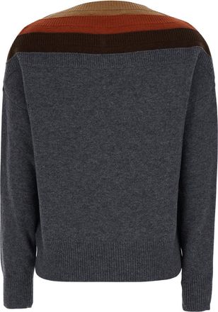 Jucca Womens Sweater Triple-Neck Grey Wool Tops Top