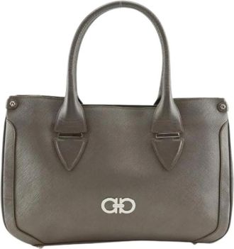 Ferragamo Pre-owned Gancini Leren Tote Bag - Dames - Vintage Handtas - Grijs - ONE Size - Leer - Vintage