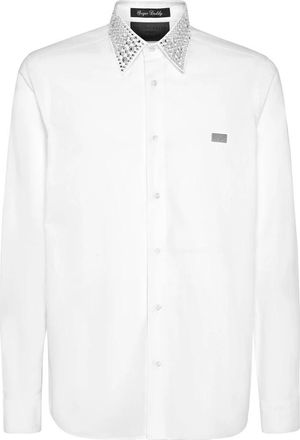 Philipp Plein Shirt Sugar Daddy - Heren - Zakelijke Overhemden - Wit - S - Katoen - Overhemden