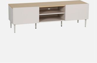 Sweeek Mueble De Tv De Metal Y Decoraci&oacute;n De Madera 2 Puertas 140cm
