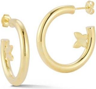Sphera Milano 14K Gold Plate Sterling Silver Butterfly Hoop Earrings at Nordstrom Rack