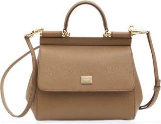 Dolce & Gabbana Sicily Small Handtas - Dames - Handtassen - Beige - ONE Size - Katoen - Tassen