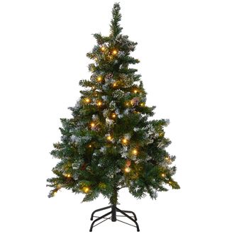 Beliani Beliani - Rbol De Navidad Artificial Verde Con Luces Led Incorporadas 120 Cm Ramas Heladas Sint&eacute;ticas Conos De Pino Palomar