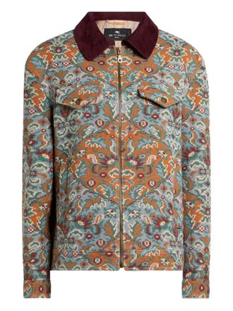 Etro zip-up floral jacket - Blue