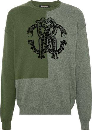 Roberto Cavalli RC-flocked cotton-blend jumper - men - Cotton/Wool/Polyester - S - Green