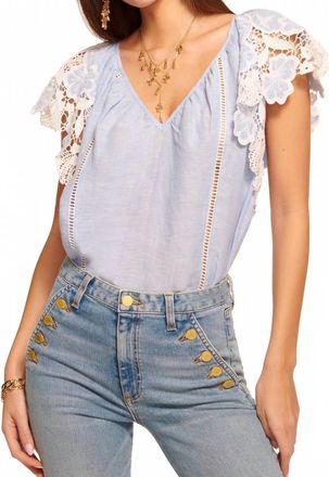 Ramy Brook Hilary Linen V-Neck Top In Chambray
