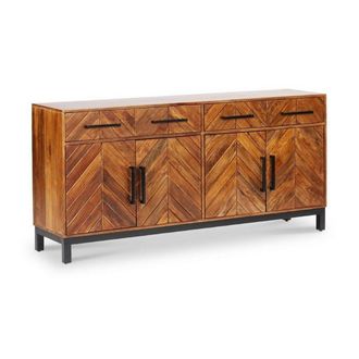 Jaipur Furniture Parquet Large 170 cm Sideboard - Mango Wood/Iron - L40 x W170 x H80 cm - PP Finish in Brown