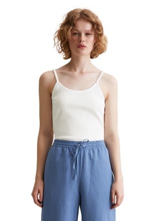 Marc O'Polo Denim Spaghettitop MARC OPOLO DENIM, Damen, Gr. XL, weiss (silky wei&szlig;), Rippware, Obermaterial: 96% Baumwolle, 4% Elasthan, slim fit, tiefer Rundhals, Tops 