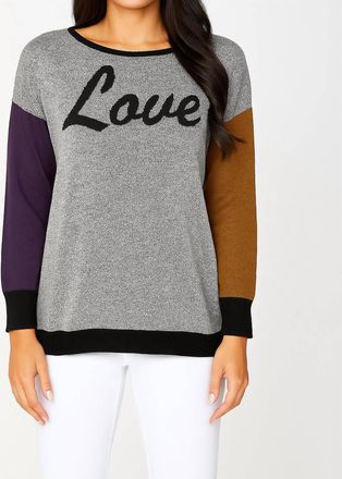 French Kyss Love Crew Neck Sweater In Gray/multi
