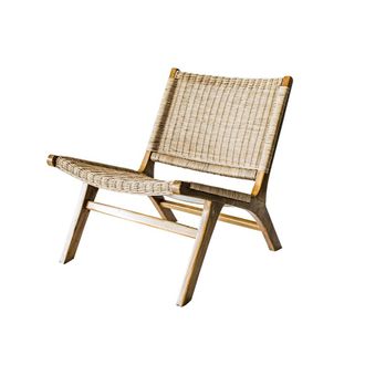 Kactus Republic Sill&oacute;n de rat&aacute;n natural y madera teca de estilo ex&oacute;tico