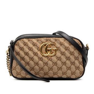 Gucci Pre-owned Gucci Small GG Marmont Matelasse GG Canvas and Leather Crossbody Ladies XZK0D2VOIODRPNWG