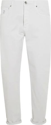 Brunello Cucinelli Pantaloni affusolati con applicazione - Bianco