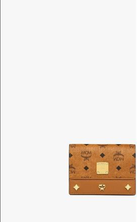 MCM Small Pina Wallet in Studded Visetos in Cognac at Nordstrom