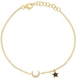 Effy Diamond Crescent Moon & Enamel Star Charm Bracelet in Gold at Nordstrom Rack, Size 7.5