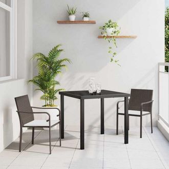vidaXL Conjunto De Comedor De Jard&iacute;n 3 Pcs Marr&oacute;n Polirat&aacute;n Vidaxl