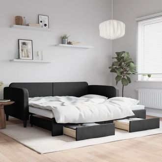vidaXL Vidaxl - Sof&aacute; Cama Nido Con Cajones Tela Negro 100x200 Cm