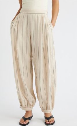 Mango Malta Pantalon Stripe Balloon Pants in Ecru at Nordstrom, Size 10