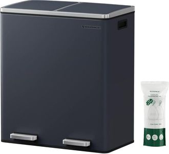 Songmics Songmics - Pattumiera a Doppio Secchio Interno in Plastica per Riciclaggio, 2 x 30 Litri, Secchio della Spazzatura a Pedale Metallico e con Coperchi