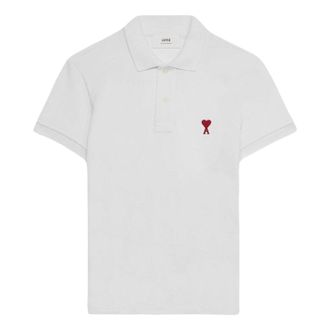 Ami Small Heart Logo Polo Shirt White BFUPL001-760-100