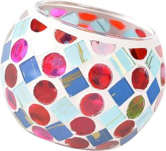 OEM L&aacute;mpara De Ara&ntilde;a Moderna De Cristal Con Puntos Rojos Y Azules