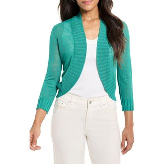 Nic+Zoe Linen Blend Bolero Cardigan in Bright Jade at Nordstrom Rack, Size Xx-Large