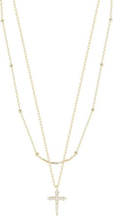 Glaze Jewelry 14K Over Silver Cz Cross Layered Necklace