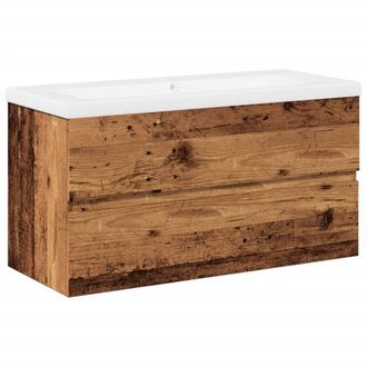 Berkfield Home Sink Cabinet with Built-in Basin Old Wood in Brown