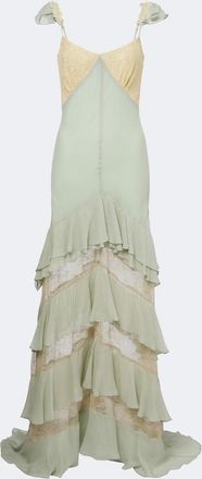 De La Vali Auralite lace-paneled tiered gown