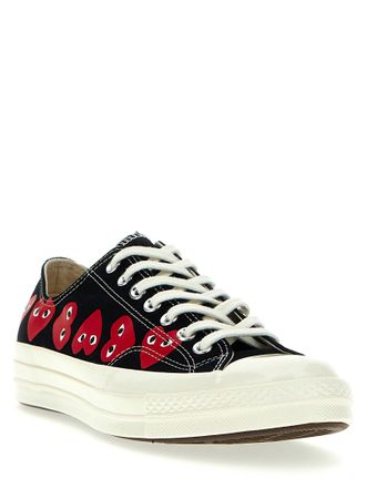 Comme Des Gar&ccedil;ons Heart-Print Canvas Sneaker - Black