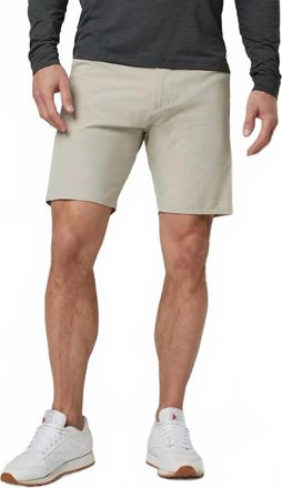 Vuori Clothing Aim Elastic Waist Shorts In Khaki Linen Texture