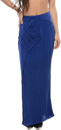 Balmain Blue Pleated Ankle Length Skirt