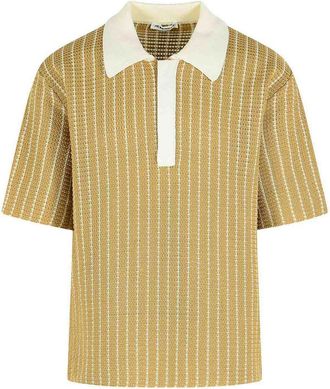 Jil Sander Beige Cotton Knit Polo Shirt