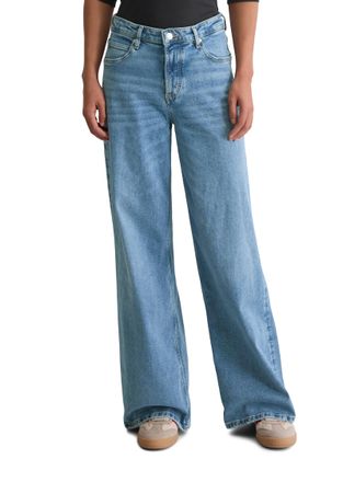 Marc O'Polo Relax-fit-Jeans MARC OPOLO Model Lania wide aus Organic-Cotton-Polyester-Stretch, Damen, Gr. 32, L&auml;nge 32, light blau, Denim/Jeans, Obermaterial: 90% 