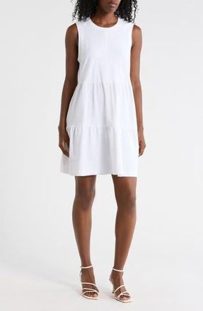 DKNY Crewneck Tiered Dress in White at Nordstrom Rack, Size X-Large