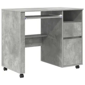 Berkfield Home Concrete Grey Computer Desk Concrete grey Particle board Medium