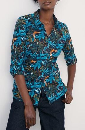 Seasalt Cornwall Larissa Printed Organic Cotton Button-Up Shirt in Floating Fronds Maritime at Nordstrom Rack, Size 18 Us / 22 Uk