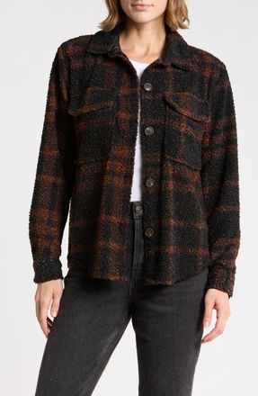 Beach Lunch Lounge Tory Boxy Crop Plaid Shacket in Chocolate Dust at Nordstrom, Size X-Small