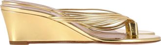Aquazzura Pedi 45 Wedge Sandals in Gold Leather