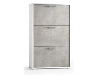 No Brand Zapatero Hormig&oacute;n Y Fresno Blanco 112 Cm Con Tres Puertas Abatibles - Islanda